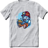 Mining Wolf - Crypto T-Shirt Kleding Cadeau | Dames / Heren / Unisex | Bitcoin / Ethereum shirt | Grappig Verjaardag kado | Tshirt Met Print  Prijs - Licht Grijs - Gemaleerd - XXL