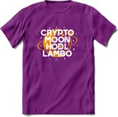 Crypto Moon - T-Shirt Kleding Cadeau | Dames / Heren / Unisex | Bitcoin / Ethereum shirt | Grappig Verjaardag kado | Tshirt Met Print  Prijs - Paars - XXL