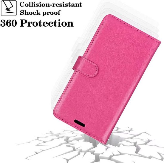 Coque Samsung Galaxy J6 2018 - Bookcase - Espace pour 3 cartes - Simili Cuir - avec 3x Protecteur d'écran Trempé - SAFRANT1 - Rose