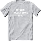 BTC Holder Since 2020 - Crypto T-Shirt Kleding Cadeau | Dames / Heren / Unisex | Bitcoin / Ethereum shirt | Grappig Verjaardag kado | BTC Tshirt Met Print | - Licht Grijs - Gemaleerd - XL