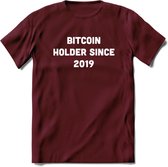 BTC Holder Since 2019- Crypto T-Shirt Kleding Cadeau | Dames / Heren / Unisex | Bitcoin / Ethereum shirt | Grappig Verjaardag kado | BTC Tshirt Met Print | - Burgundy - S