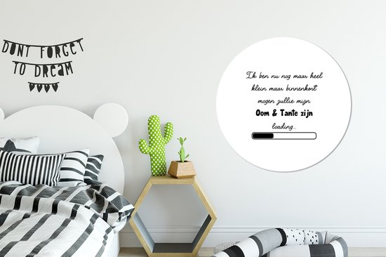 Cercle Mural - Cercle Mural - Annonce Grossesse - Bébé en route - Oncle et Tante - Aluminium - Dibond - ⌀ 90 cm - Intérieur et Extérieur