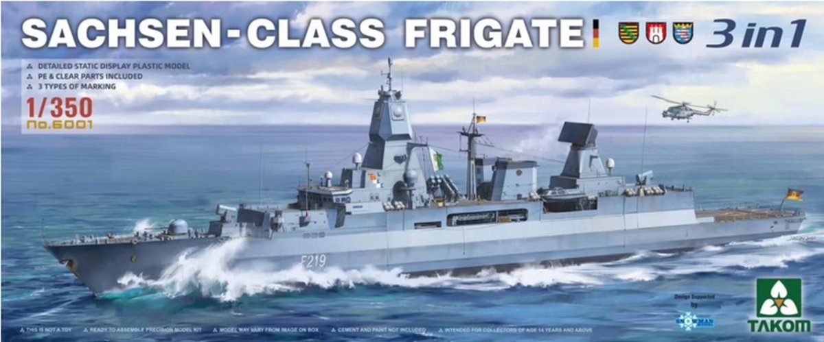 Takom Modelbouwpakket Schepen 6001 Sachsen-Class Frigate Ship Plastic - 1:350 - Modelbouw