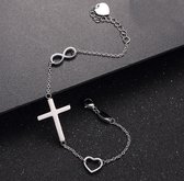 Christelijke armband met zilver kruis, infinity en hart - christelijk sieraad - cadeau - Jezus - God - kado - geloof - vrouw - christuals