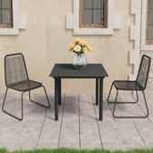 vidaXL 3-delige Tuinset PVC-rattan zwart