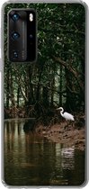 Telefoonhoesje Geschikt voor Huawei P40 Pro hoesje - Reiger - Bos - Meer - Siliconen Telefoonhoesje