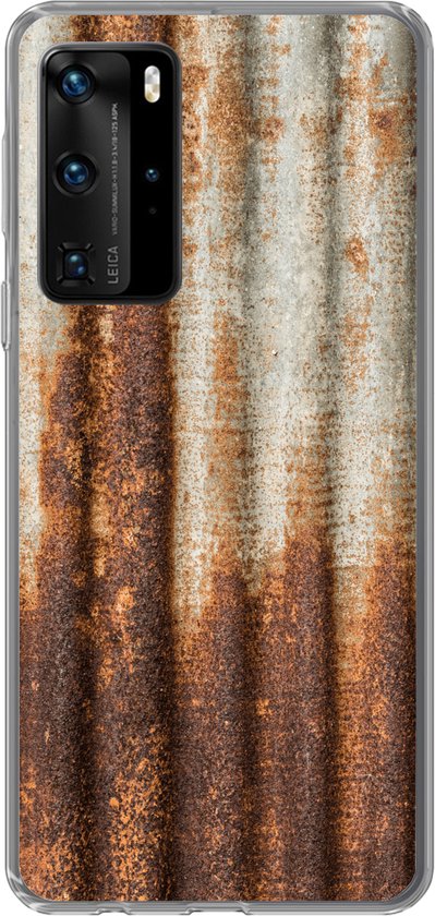 Étui de téléphone Convient pour Huawei P40 Pro étui - Impression rouille - Tôles ondulées - Fer - Étui de téléphone en silicone Étui de téléphone