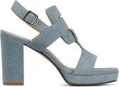 Mace Sandalen Dames / Damesschoenen - Suède   - Blokhak hoogte  9 cm - M1124 sue - Jeans - Maat 42