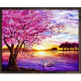 Eagle® Diamond Painting Volwassenen - Zwaan in Prachtig Landschap - 50x40cm - Vierkante Steentjes