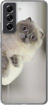 Geschikt voor Samsung Galaxy S21 FE hoesje - Kat - Dier - Woonkamer - Siliconen Telefoonhoesje