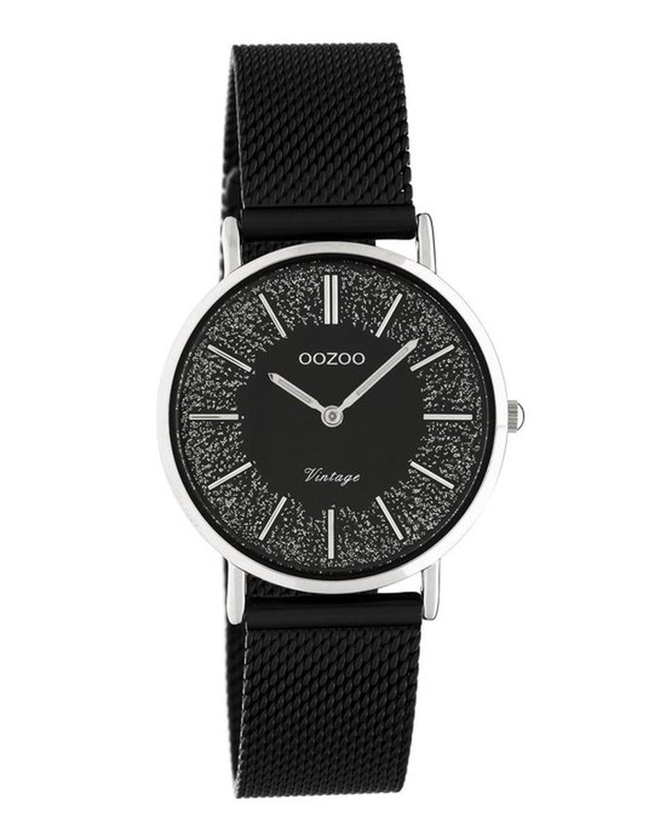 OOZOO Vintage series - zilverkleurige horloge met zilverkleurige metalen mesh armband - C20141 - Ø32