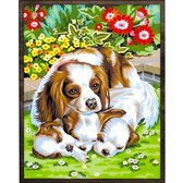 Eagle® Diamond Painting Volwassenen - Hond met Puppy's - 50x40cm - Vierkante Steentjes