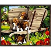 Eagle® Diamond Painting Volwassenen - Honden in Kar - 50x40cm - Vierkante Steentjes