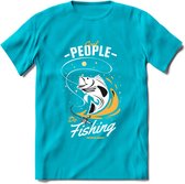 Cool People Do Fishing - Vissen T-Shirt | Geel | Grappig Verjaardag Vis Hobby Cadeau Shirt | Dames - Heren - Unisex | Tshirt Hengelsport Kleding Kado - Blauw - M