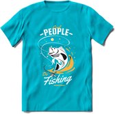 Cool People Do Fishing - Vissen T-Shirt | Geel | Grappig Verjaardag Vis Hobby Cadeau Shirt | Dames - Heren - Unisex | Tshirt Hengelsport Kleding Kado - Blauw - L