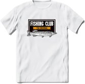 Fishing Club - Vissen T-Shirt | Grappig Verjaardag Vis Hobby Cadeau Shirt | Dames - Heren - Unisex | Tshirt Hengelsport Kleding Kado - Wit - 3XL