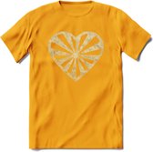 Valentijn Goud Hart T-Shirt | Grappig Valentijnsdag Cadeautje voor Hem en Haar | Dames - Heren - Unisex | Kleding Cadeau | - Geel - 3XL