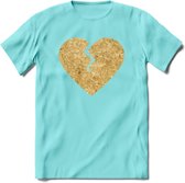 Valentijn Goud Hart T-Shirt | Grappig Valentijnsdag Cadeautje voor Hem en Haar | Dames - Heren - Unisex | Kleding Cadeau | - Licht Blauw - XL