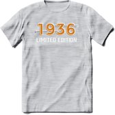 1936 Limited Edition T-Shirt | Goud - Zilver | Grappig Verjaardag en Feest Cadeau Shirt | Dames - Heren - Unisex | Tshirt Kleding Kado | - Licht Grijs - Gemaleerd - S