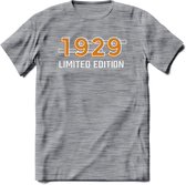 1929 Limited Edition T-Shirt | Goud - Zilver | Grappig Verjaardag en Feest Cadeau Shirt | Dames - Heren - Unisex | Tshirt Kleding Kado | - Donker Grijs - Gemaleerd - 3XL