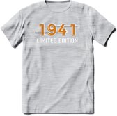 1941 Limited Edition T-Shirt | Goud - Zilver | Grappig Verjaardag en Feest Cadeau Shirt | Dames - Heren - Unisex | Tshirt Kleding Kado | - Licht Grijs - Gemaleerd - M