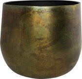 Ter Steege Flowerpot Pot Décoratif Métal Bronze-Vert D 29 H 24 cm