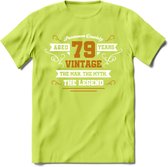 79 Jaar Legend T-Shirt | Goud - Wit | Grappig Verjaardag en Feest Cadeau Shirt | Dames - Heren - Unisex | Tshirt Kleding Kado | - Groen - L