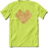 Valentijn Goud Hart T-Shirt | Grappig Valentijnsdag Cadeautje voor Hem en Haar | Dames - Heren - Unisex | Kleding Cadeau | - Groen - M