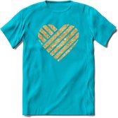 Valentijn Goud Hart T-Shirt | Grappig Valentijnsdag Cadeautje voor Hem en Haar | Dames - Heren - Unisex | Kleding Cadeau | - Blauw - XL