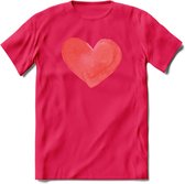 Valentijn Pastel waterverf Hart T-Shirt | Grappig Valentijnsdag Cadeautje voor Hem en Haar | Dames - Heren - Unisex | Kleding Cadeau | - Roze - XL