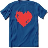 Valentijn Hart T-Shirt | Grappig Valentijnsdag Cadeautje voor Hem en Haar | Dames - Heren - Unisex | Kleding Cadeau | - Donker Blauw - XXL