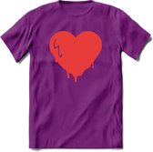 Valentijn Hart T-Shirt | Grappig Valentijnsdag Cadeautje voor Hem en Haar | Dames - Heren - Unisex | Kleding Cadeau | - Paars - XXL