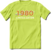 1980 Limited Edition T-Shirt | Goud - Zilver | Grappig Verjaardag en Feest Cadeau Shirt | Dames - Heren - Unisex | Tshirt Kleding Kado | - Groen - XL