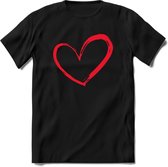 Valentijn Hart T-Shirt | Grappig Valentijnsdag Cadeautje voor Hem en Haar | Dames - Heren - Unisex | Kleding Cadeau | - Zwart - S