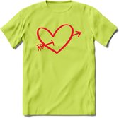 Valentijn Hart T-Shirt | Grappig Valentijnsdag Cadeautje voor Hem en Haar | Dames - Heren - Unisex | Kleding Cadeau | - Groen - S