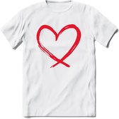 Valentijn Hart T-Shirt | Grappig Valentijnsdag Cadeautje voor Hem en Haar | Dames - Heren - Unisex | Kleding Cadeau | - Wit - XL
