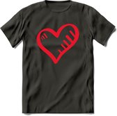 Valentijn Hart T-Shirt | Grappig Valentijnsdag Cadeautje voor Hem en Haar | Dames - Heren - Unisex | Kleding Cadeau | - Donker Grijs - 3XL