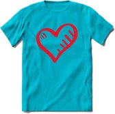 Valentijn Hart T-Shirt | Grappig Valentijnsdag Cadeautje voor Hem en Haar | Dames - Heren - Unisex | Kleding Cadeau | - Blauw - M