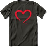 Valentijn Hart T-Shirt | Grappig Valentijnsdag Cadeautje voor Hem en Haar | Dames - Heren - Unisex | Kleding Cadeau | - Donker Grijs - XL