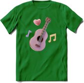 Valentijn muziek T-Shirt | Grappig gitaar Valentijnsdag Cadeautje voor Hem en Haar | Dames - Heren - Unisex | Kleding Cadeau | - Donker Groen - XXL