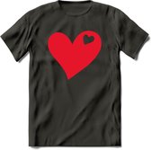 Valentijn Hart T-Shirt | Grappig Valentijnsdag Cadeautje voor Hem en Haar | Dames - Heren - Unisex | Kleding Cadeau | - Donker Grijs - 3XL