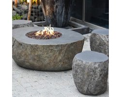 Elementi – Set Vesuvius Gashaard met 4 krukken - Vuurtafels - Beton - Grijs