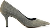 Lodi Pumps / Stiletto Dames / Damesschoenen - Canvas - Blokhak hoogte 7 cm - Mildred-TE - Zilver - Maat 37