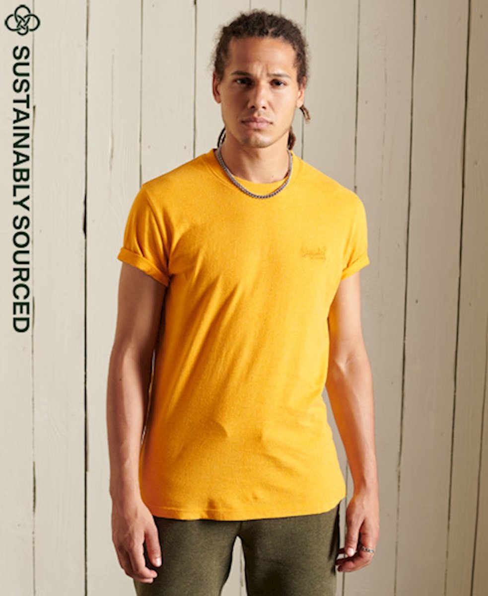 Superdry Heren tshirt Geborduurd Vintage Logo T-shirt van biologisch katoen 5yc – Tumeric Marl