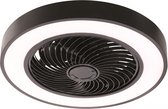 Freelight - Plafondventilator Fiato - Ø 50 cm – zwarte plafondventilator - metalen ventilator – top kwaliteit – incl. remote – speciaal voor lage plafonds – ventilator met LED verlichting -  zwart