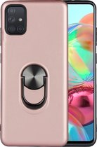 Samsung Galaxy A71 Hoesje - Mobigear - Armor Ring Serie - Hard Kunststof Backcover - Roségoud - Hoesje Geschikt Voor Samsung Galaxy A71