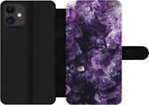Bookcase Geschikt voor iPhone 12 Pro Max telefoonhoesje - Amethist - Edelstenen - Mineralen - Met vakjes - Wallet case met magneetsluiting