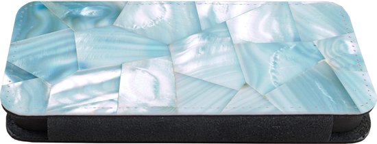 Telefoonhoesje Geschikt voor iPhone 12 Pro Max telefoonhoesje - Natuursteen - Blauw - Parelmoer - Met vakjes - Wallet case met magneetsluiting