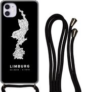 Hoesje met koord Geschikt voor iPhone 12 - Limburg - Nederland - Kaart - Siliconen - Crossbody - Backcover met Koord - Telefoonhoesje met koord - Hoesje met touw