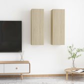 Decoways - Tv-meubelen 2 stuks 30,5x30x90 cm spaanplaat sonoma eikenkleurig